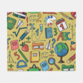Couverture Polaire Jours scolaires : Motif des fournitures Vintages (Devant (Horizontal))