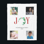 Couverture Polaire Joy Christmas 4 Photo Collage Photos de famille<br><div class="desc">Joy thème de Noël Moderne 4 photo collage polaire couverture</div>