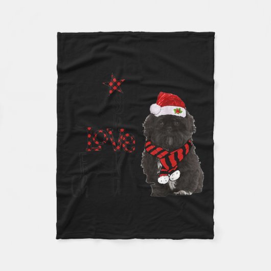 Couverture Polaire Joy Hope Love Peace Christmas Black Shih Tzus 2020 (Devant)