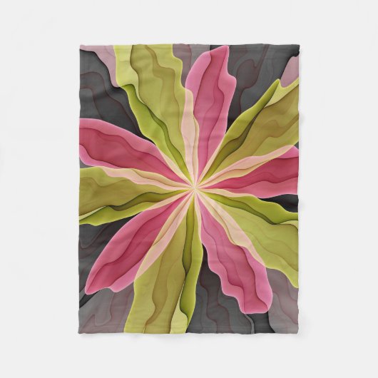 Couverture Polaire Joy, Vert rose Anthracite Imaginaire Fleur Fractal (Devant)