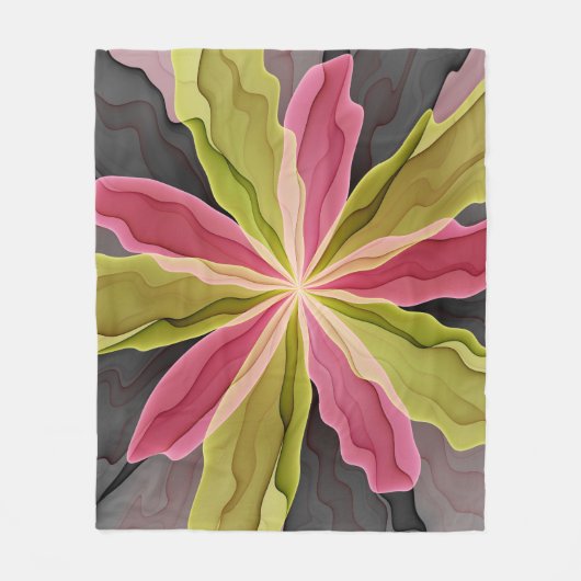 Couverture Polaire Joy, Vert rose Anthracite Imaginaire Fleur Fractal (Devant)