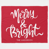 Couverture Polaire Joyer rouge et blanc et nom personnalisé lumineux (Devant (Horizontal))