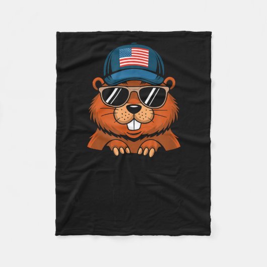 Couverture Polaire Joyeuse Fête de la Marmotte drôle (Devant)
