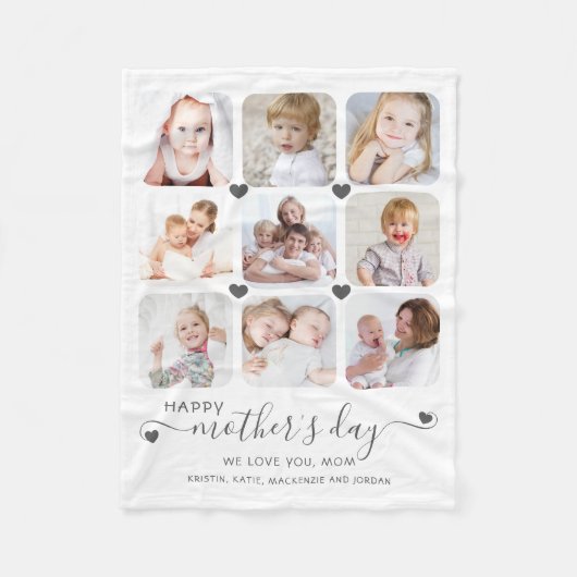 Couverture Polaire Joyeuse Fête des mères 9 Photo personnalisée (Devant)
