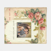 Couverture Polaire Joyeuse Fête des Mères Aquarelle Fleurs Photo (Devant (Horizontal))