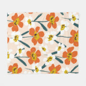 Couverture Polaire Joyeuse fleur sèche peinte fleurit sans couture mo (Devant (Horizontal))
