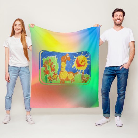Couverture Polaire Joyeuse Giraffe (En situation)