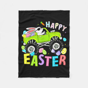 Couverture Polaire Joyeuse journée de Pâques camion monstre lapin pou