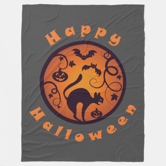 Couverture Polaire Joyeuse lanterne d'Halloween araignées et chauves- (Devant)