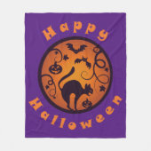 Couverture Polaire Joyeuse lanterne d'Halloween araignées et chauves- (Devant)