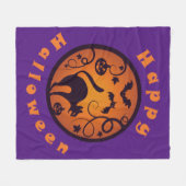 Couverture Polaire Joyeuse lanterne d'Halloween araignées et chauves- (Devant (Horizontal))