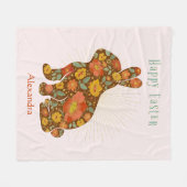 Couverture Polaire Joyeuse Parties scintillant dorée lapin de Pâques (Devant (Horizontal))