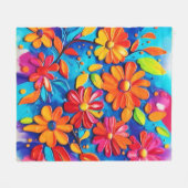 Couverture Polaire Joyeuse peinture florale (Devant (Horizontal))