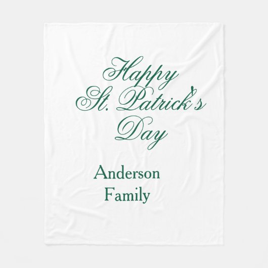 Couverture Polaire Joyeuse Saint-Patrick famille nom vert minimal (Devant)