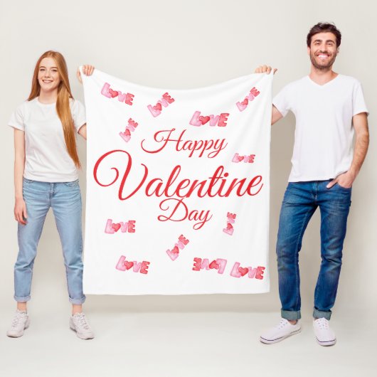 Couverture Polaire Joyeuse Saint-Valentin (En situation)