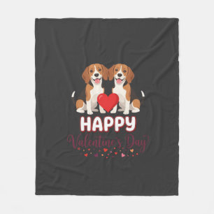 Couverture Polaire Joyeuse Saint-Valentin Couple Beagle