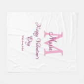 Couverture Polaire Joyeuse Saint-Valentin monogramme rose nom amour f (Devant (Horizontal))