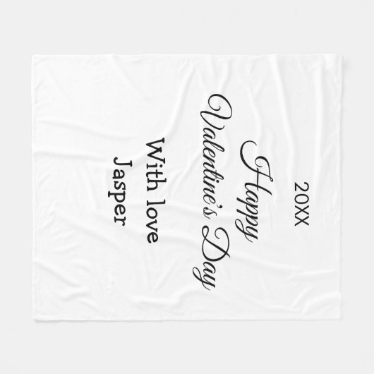 Couverture Polaire Joyeuse Saint-Valentin nom amour simple année styl (Devant (Horizontal))