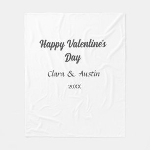 Couverture Polaire Joyeuse Saint-Valentin nom date simple minimaliste