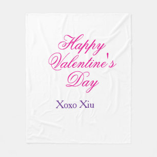 Couverture Polaire Joyeuse Saint-Valentin rose violet xoxo amour nom