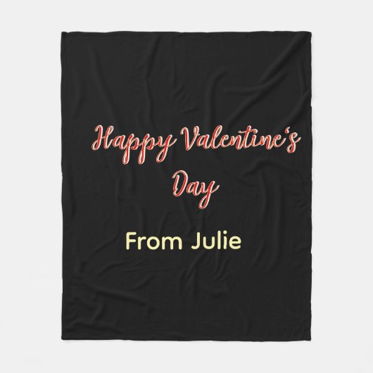 Couverture Polaire Joyeuse Saint-Valentin rouge noir de nom stylé (Devant)