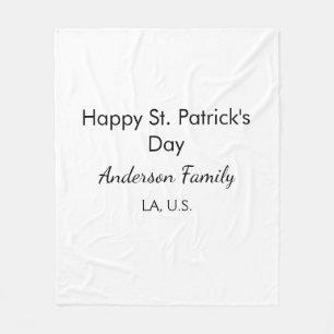 Couverture Polaire Joyeuse st. Patrick nom famille lieu simple g