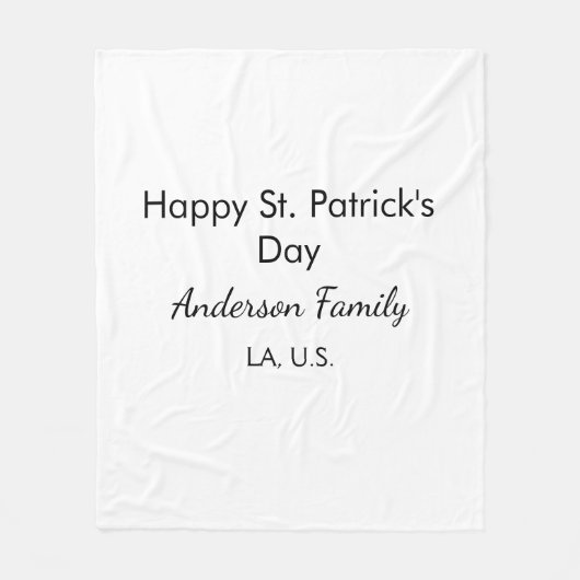 Couverture Polaire Joyeuse st. Patrick nom famille lieu simple g (Devant)