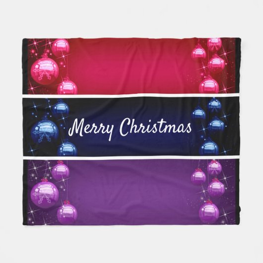 Couverture Polaire Joyeuses ampoules de Noël Blanche en polaire (Devant (Horizontal))