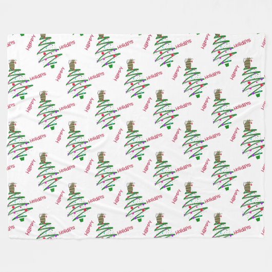 Couverture Polaire Joyeuses fêtes (Devant (Horizontal))