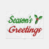 Couverture Polaire Joyeuses Fêtes Holly Noël rouge vert (Devant (Horizontal))