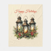 Couverture Polaire Joyeuses fêtes Lanternes d'hiver (Devant)