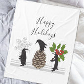 Couverture Polaire Joyeuses fêtes mignonnes pingouin drôle Noël
