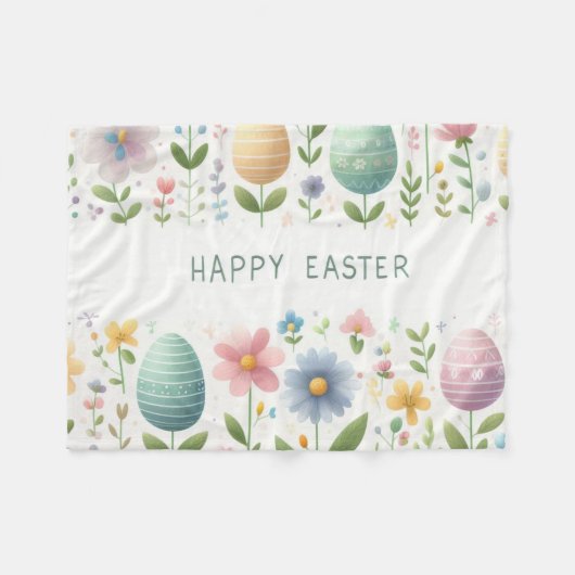 Couverture Polaire Joyeuses Fleurs de Pâques (Devant (Horizontal))