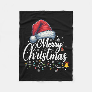 Couverture Polaire Joyeuses lumières de Noël Santa Hat Funny Famille