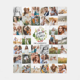 Couverture Polaire Joyeuses vacances aquarelle fleurie vacances famil