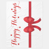 Couverture Polaire Joyeuses Vacances Avec Bow Rouge Et Étoiles Noël (Devant)