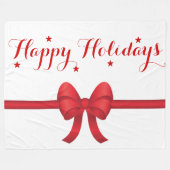 Couverture Polaire Joyeuses Vacances Avec Bow Rouge Et Étoiles Noël (Devant (Horizontal))