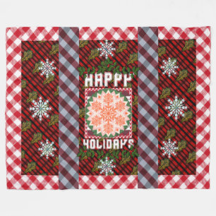 Couverture Polaire Joyeuses vacances Parade Feuille verte Blanche pol