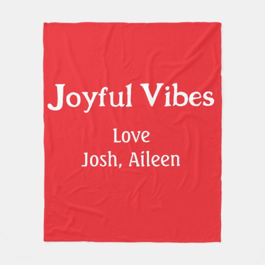 Couverture Polaire Joyeuses Vibes rouge Noël vacances amour famille s (Devant)
