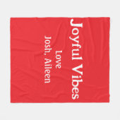 Couverture Polaire Joyeuses Vibes rouge Noël vacances amour famille s (Devant (Horizontal))