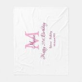 Couverture Polaire Joyeux 21e Anniversaire rose ajouter nom monogramm (Devant)