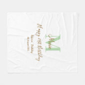 Couverture Polaire Joyeux 21e Anniversaire vert ajouter nom monogramm (Devant (Horizontal))