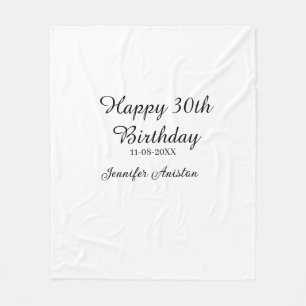 Couverture Polaire Joyeux 30e anniversaire ajouter nom date élégant s