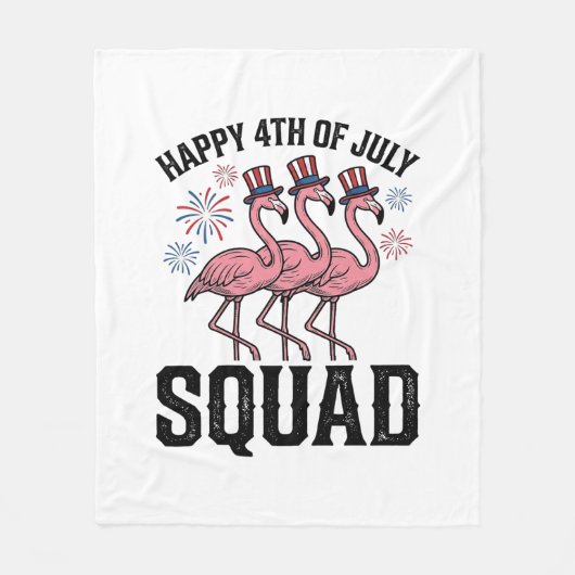 Couverture Polaire Joyeux 4 juillet Flamingo Squad Vector Design_1 (Devant)