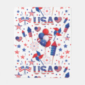 Couverture Polaire Joyeux 4 juillet Red Blue Cute Party (Devant)