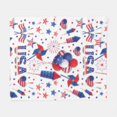 Couverture Polaire Joyeux 4 juillet Red Blue Cute Party (Devant (Horizontal))