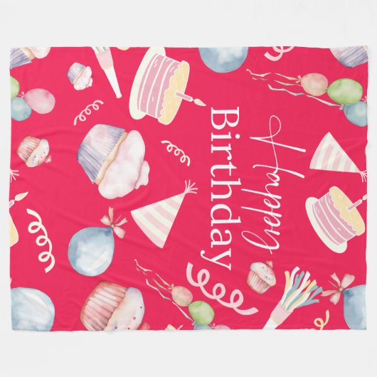 Couverture Polaire Joyeux anniversaire (Devant (Horizontal))