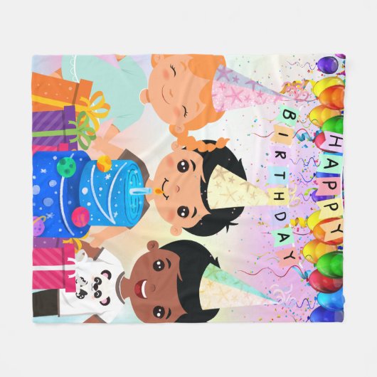 Couverture Polaire Joyeux anniversaire (Devant (Horizontal))