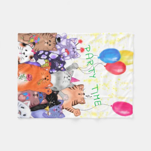 Couverture Polaire Joyeux Anniversaire Chat Bébé Fleece Blanket (Devant (Horizontal))