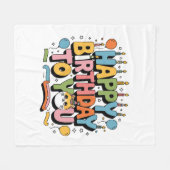 Couverture Polaire Joyeux Anniversaire Chat Mignon (Devant (Horizontal))